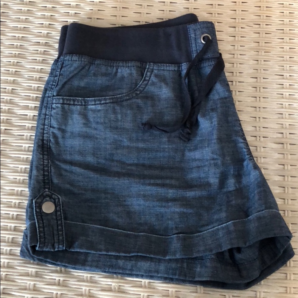 Denim-Colored Cotton Shorts